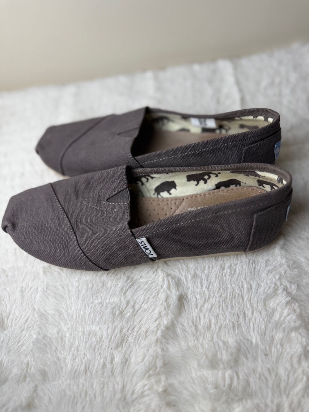 Toms Brown Canvas Slip-On Slippers